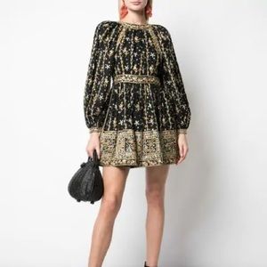 Ulla Johnson Daya Embroidered Mini Dress In Noir